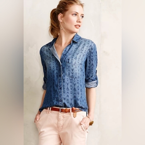 Anthropologie Cloth & stone Feldspar Chambray Shirt sz S - Picture 1 of 7